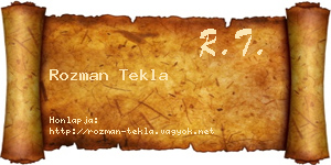Rozman Tekla névjegykártya